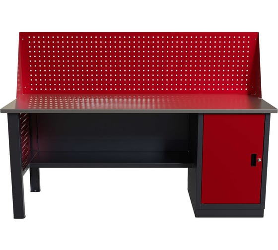 Слесарный однотумбовый верстак IRONMEBEL worky wk-0 1900 с экраном и перфопанелями на опорах M-IM00160K 1
