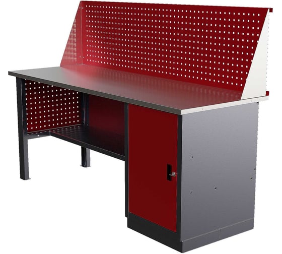 Слесарный однотумбовый верстак IRONMEBEL worky wk-0 1900 с экраном и перфопанелями на опорах M-IM00160K