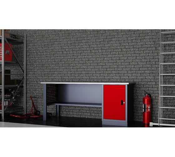 Слесарный однотумбовый верстак IRONMEBEL worky wk-0 1900 с перфопанелями на опорах M-IM00159K