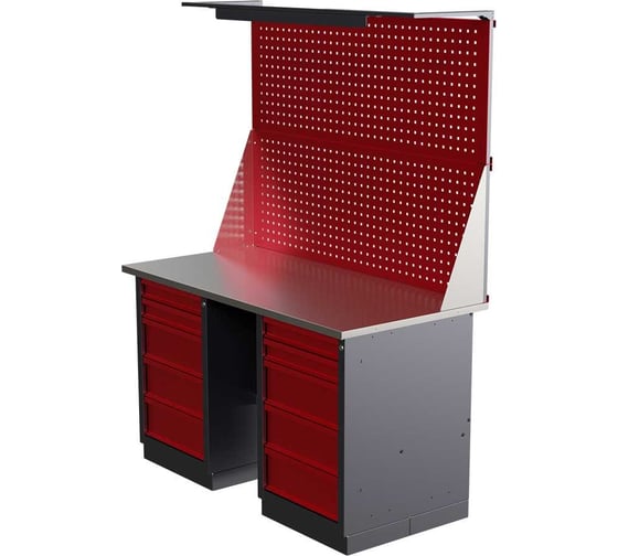 Слесарный двухтумбовый верстак с двойным экраном и освещением IRONMEBEL worky wk-5/wk-5 1400 M-IM00182K