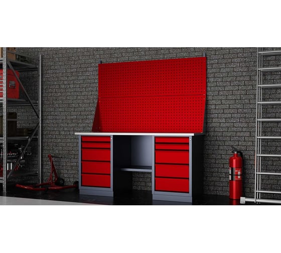 Слесарный двухтумбовый верстак с двойным экраном IRONMEBEL worky wk-5/wk-5 1600 M-IM00193K