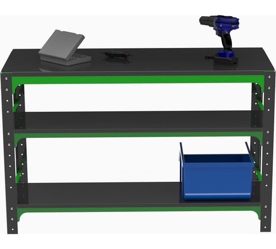 Металлический стол ООО Металекс серия KIT 750x1200x600 мм, две полки 201033