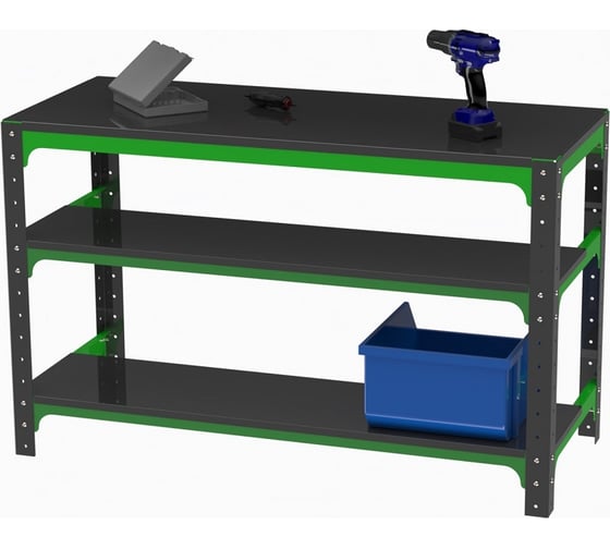Металлический стол ООО Металекс серия KIT 750x1200x600 мм, две полки 201033
