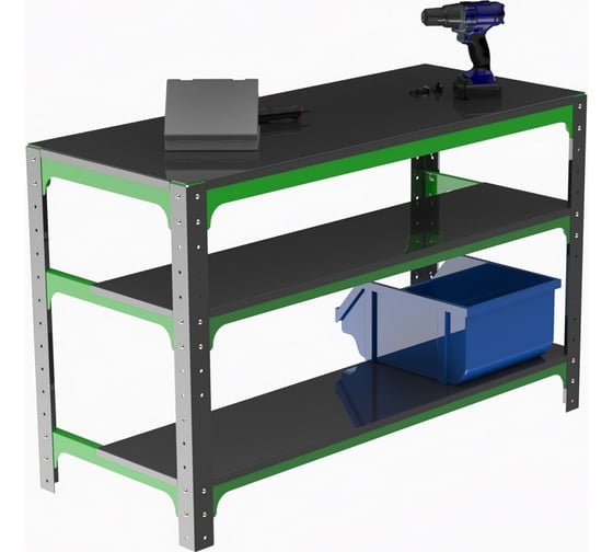 Металлический стол ООО Металекс серия KIT 750x1200x600 мм, две полки 201033