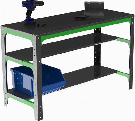Металлический стол ООО Металекс серия KIT 750x1200x400 мм, две полки 201021