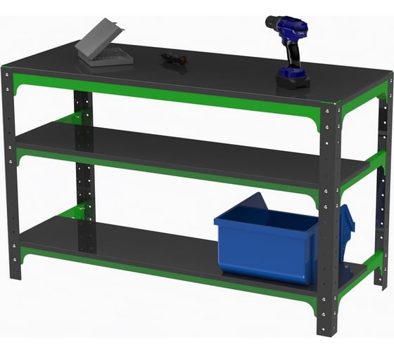 Металлический стол ООО Металекс серия KIT 750x1500x400 мм, две полки 201024