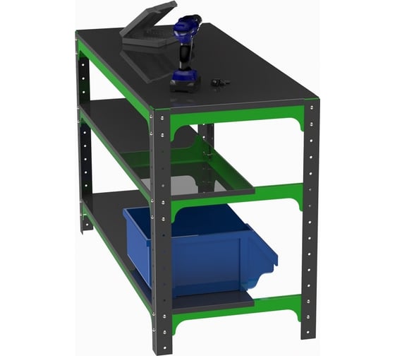 Металлический стол ООО Металекс серия KIT 750x1500x600 мм, две полки 201036