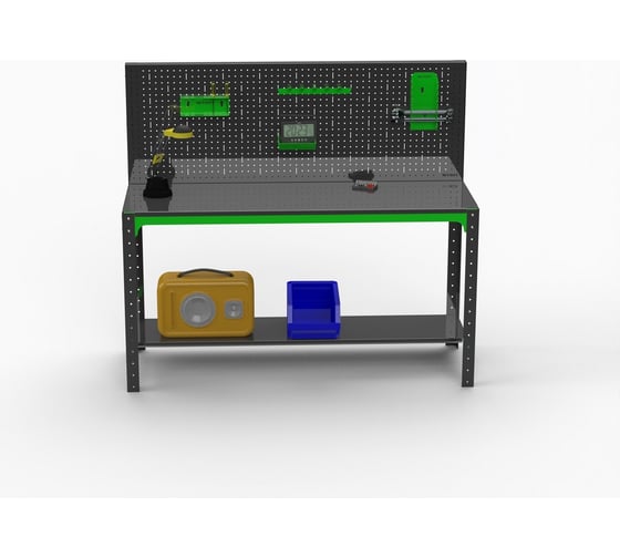 Металлический стол ООО Металекс серия KIT 750x1200x500 мм, перфопанель с комплектом аксессуаров 201045