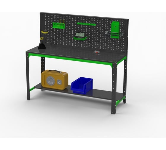 Металлический стол ООО Металекс серия KIT 750x1200x500 мм, перфопанель с комплектом аксессуаров 201045