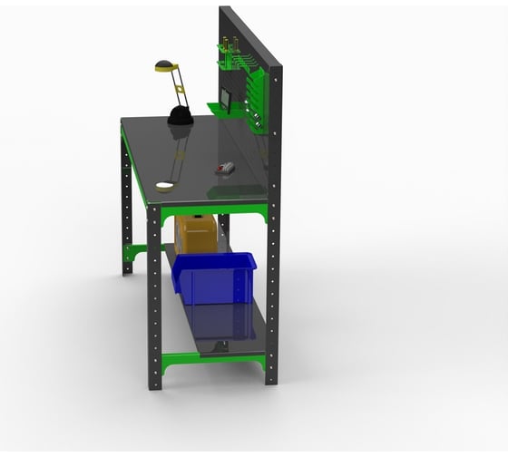 Металлический стол ООО Металекс серия KIT 750x1200x500 мм, перфопанель с комплектом аксессуаров 201045