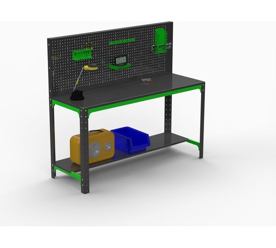 Металлический стол ООО Металекс серия KIT 750x1100x400 мм, перфопанель с комплектом аксессуаров 201038 1