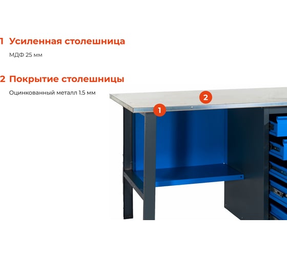 Верстак с драйвером Gigant 1390х685х850 ВД(Россия), нагрузка 300кг, столешница 25мм МДФ, G-ВД-1.4