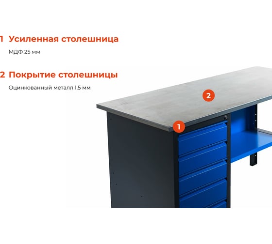 Верстак с драйвером Gigant 1600х685х850 ВД(Россия), нагрузка 300кг, столешница 25мм МДФ, G-ВД-1.6