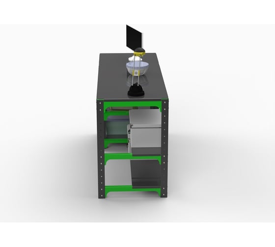 Стол металлический ООО Металекс Metalex KIT, 750x1600x600, с боковыми полками 201081