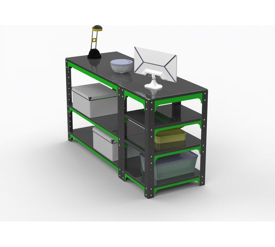 Стол металлический ООО Металекс Metalex KIT, 750x1600x600, с боковыми полками 201081