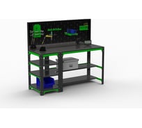 Стол металлический ООО Металекс Metalex KIT 750x1600x400, с боковыми полками и перфопанелью 201084