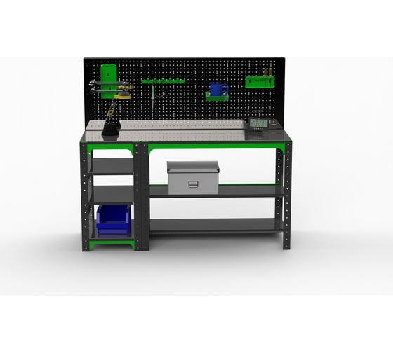 Стол металлический ООО Металекс Metalex KIT 750x1600x500, с боковыми полками и перфопанелью 201087