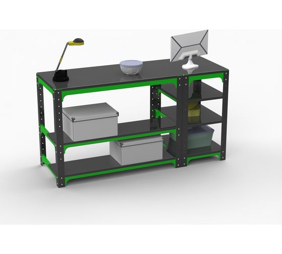 Стол металлический ООО Металекс Metalex KIT 750x1600x500, с боковыми полками 201078
