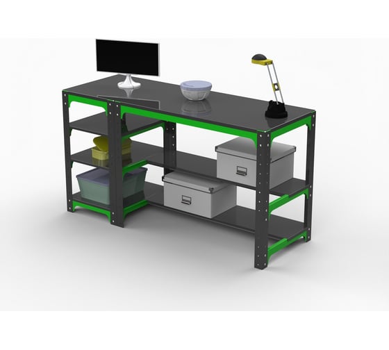 Стол металлический ООО Металекс Metalex KIT 750x1600x500, с боковыми полками 201078