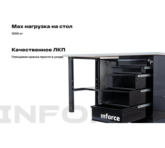 Верстак с драйвером Inforce 1600х686х845 LW-2 допустимая нагрузка на стол 1000кг, 05-01-006