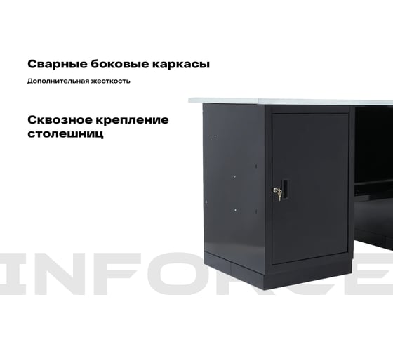 Верстак с драйвером и тумбой Inforce 1600х686х845 LW-3, допустимая нагрузка на стол 1000кг, 05-01-007