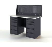 Верстак-стол с перфопанелью одинарной GREENBERG с двумя ящиками, 1400 мм VERSTAK_Y2_Р1_1400