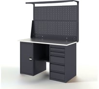 Верстак-стол с перфопанелью двойной GREENBERG с тумбой и ящиками, 1400 мм VERSTAK_ТY_Р2_1400