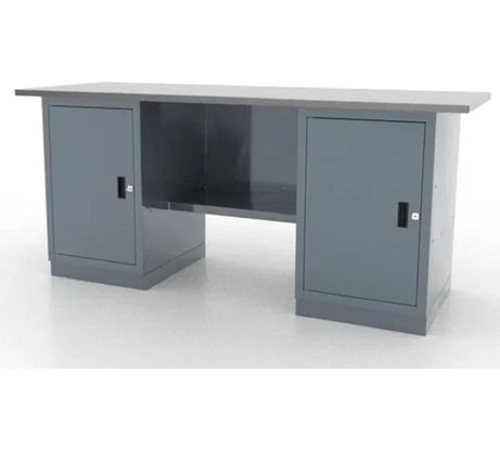 Верстак FERRUM 2-тумб., 2 тумбы с дверц, стол. оцинк.- cерый 01.200L-9007