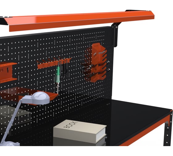 Стол металлический ООО Металекс серия KIT 750x1300x600 мм, одна полка + перфопанель с комплектом освещения, ОЧ 201286