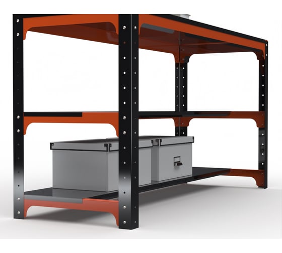 Стол металлический ООО Металекс серия KIT 750x1300x600 мм, 2-е полки + перфопанель с комплектом освещения, ОЧ 201304