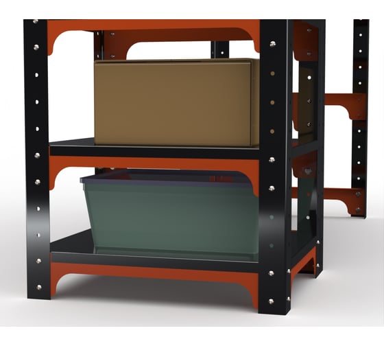 Стол металлический ООО Металекс серия KIT 750x1400x400 мм, с бок. полками, перфопанелью и комплектом освещения, ОЧ 201308