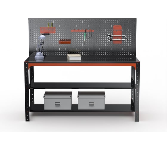 Стол металлический ООО Металекс серия KIT 750x1000x600 + две полки + перфопанель с комплектом аксессуаров, О, рост Ч , рост 201229