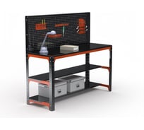 Стол металлический ООО Металекс серия KIT 750x1100x500 + две полки + перфопанель с комплектом аксессуаров, О, рост Ч , рост 201224