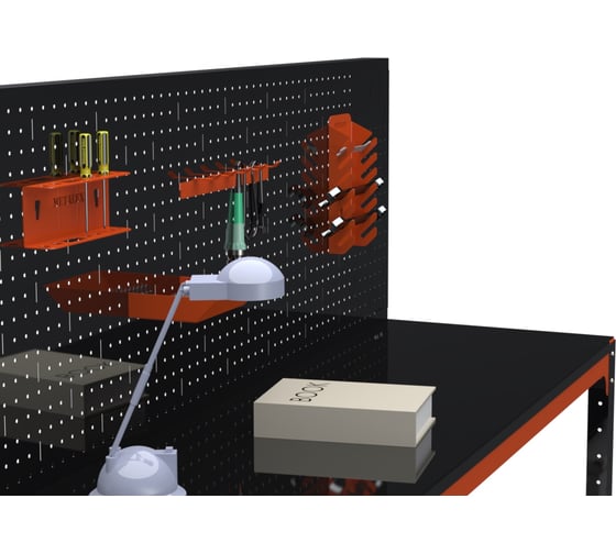 Стол металлический ООО Металекс серия KIT 750x1400x500 + две полки + перфопанель с комплектом аксессуаров, О, рост Ч , рост 201227