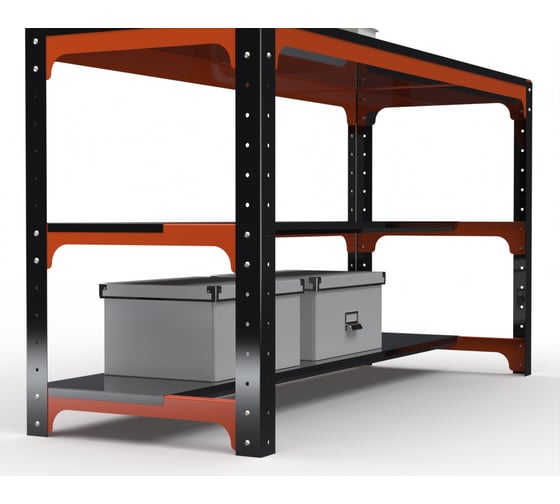 Стол металлический ООО Металекс серия KIT 750x1400x500 + две полки + перфопанель с комплектом аксессуаров, О, рост Ч , рост 201227