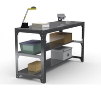 Стол металлический ООО Металекс серия KIT 750х1400х400 две полки, серый, рост 201347