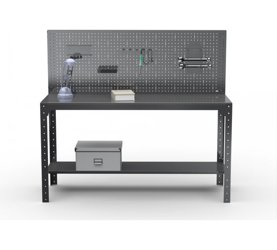 Стол металлический ООО Металекс серия KIT 750х1100х500 + перфопанель с комплектом аксессуаров, серый, рост 201368