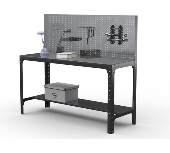 Стол металлический ООО Металекс серия KIT 750х1100х500 + перфопанель с комплектом аксессуаров, серый, рост 201368