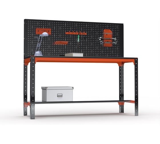 Стол металлический ООО Металекс серия KIT 750x1400x400 + перфопанель с комплектом аксессуаров), О, рост Ч , рост 201203