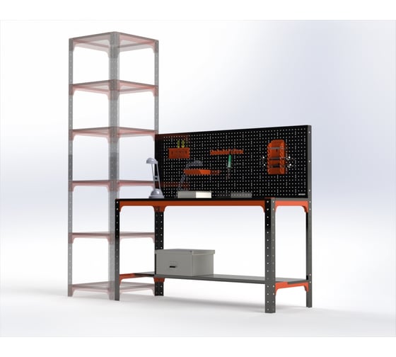 Стол металлический ООО Металекс серия KIT 750x1400x400 + перфопанель с комплектом аксессуаров), О, рост Ч , рост 201203