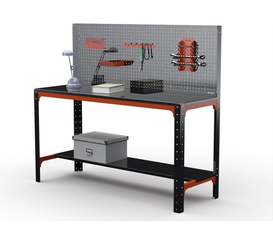 Стол металлический ООО Металекс серия KIT 750x1500x400 + перфопанель с комплектом аксессуаров), О, рост Ч , рост 201204