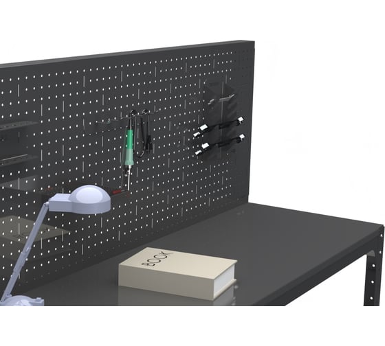 Стол металлический ООО Металекс серия KIT 750х1300х600 + перфопанель с комплектом аксессуаров, серый, рост 201376