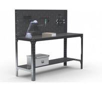 Стол металлический ООО Металекс серия KIT 750х1300х400 + перфопанель с комплектом аксессуаров, серый, рост 201364