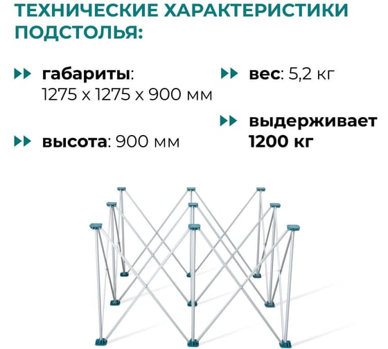 Стол-верстак складной Lossew Q4 Ant 3x3_90 без перфорации, 120x120x90 см ANT3390N