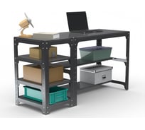 Стол металлический ООО Металекс серия KIT 750х1600х600 мм, с боковыми полками, серый 201405