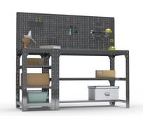 Стол металлический ООО Металекс серия KIT 750х1600х600 мм, с боковыми полками и перфопанелью, серый 201414