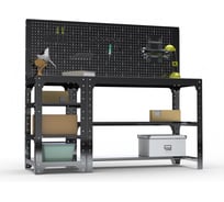 Стол металлический ООО Металекс серия KIT 750х1600х600 мм, с боковыми полками и перфопанелью, черный 201576