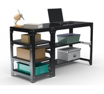 Стол металлический ООО Металекс серия KIT 750х1600х400 мм, с боковыми полками, черный 201561