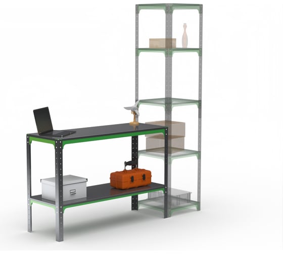 Стол-верстак ООО Металекс Metalex серия KIT 950х1000х400 (одна полка) (серо-зеленый) 204001