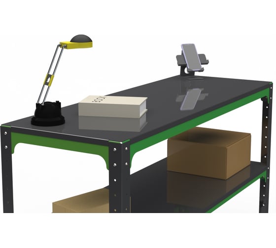 Стол-верстак ООО Металекс Metalex серия KIT 950х1200х600 две полки, серо-зеленый 204048